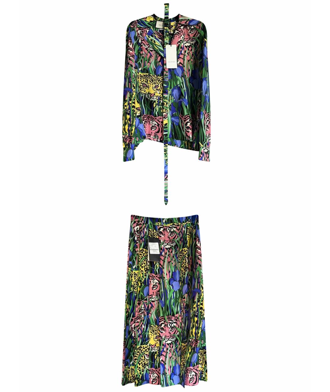 GUCCI Мульти шелковый костюм с юбками, фото 1