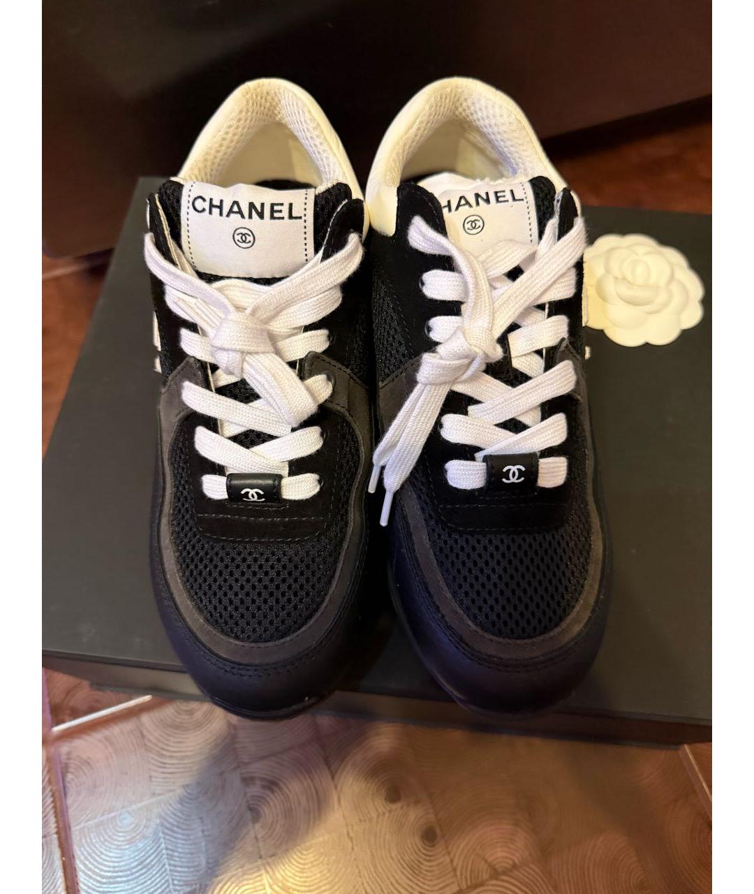 CHANEL Черные кожаные кроссовки, фото 3