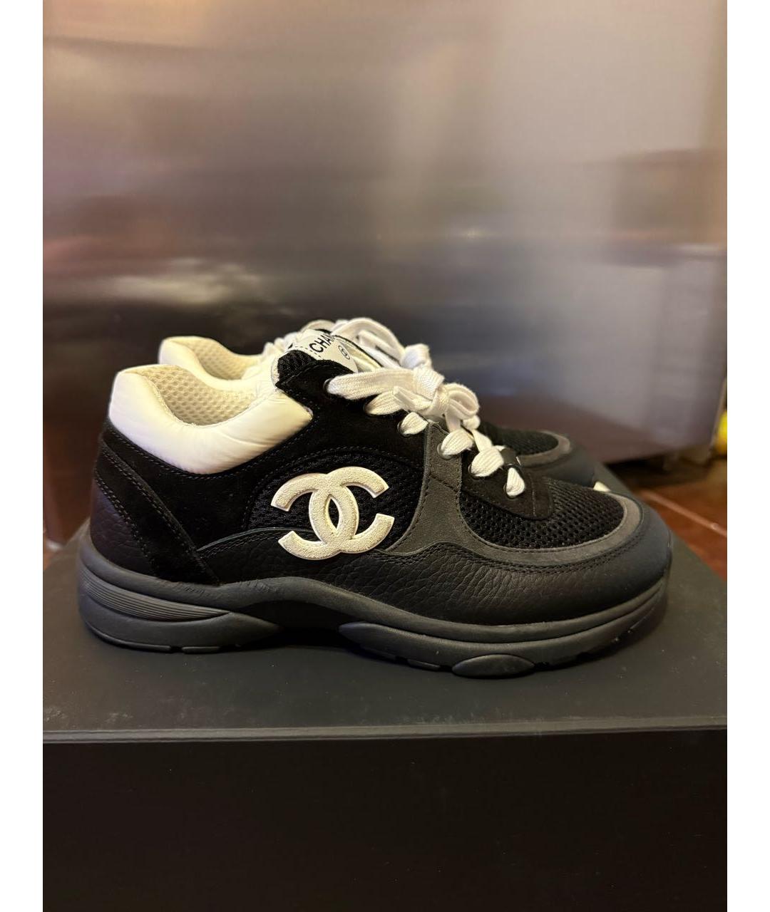 CHANEL Черные кожаные кроссовки, фото 8