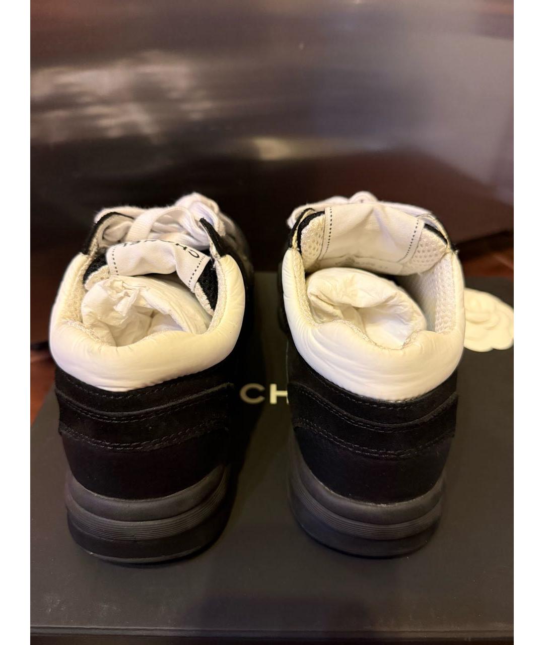 CHANEL Черные кожаные кроссовки, фото 4