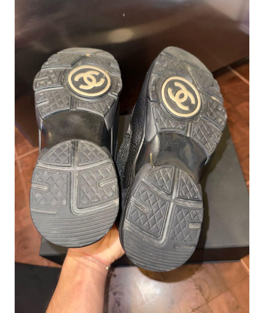 CHANEL Черные кожаные кроссовки, фото 5