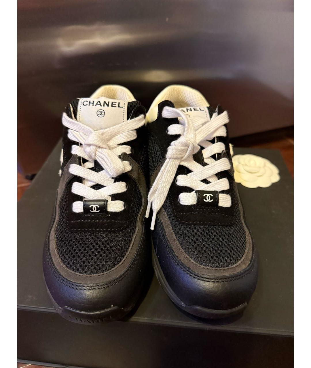 CHANEL Черные кожаные кроссовки, фото 2
