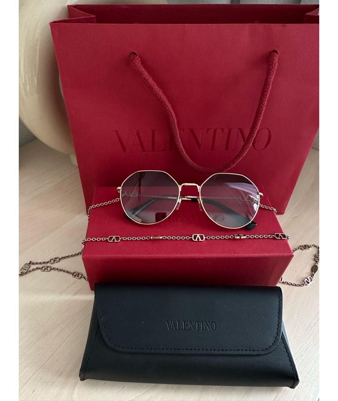 VALENTINO Коричневые металлические солнцезащитные очки, фото 4