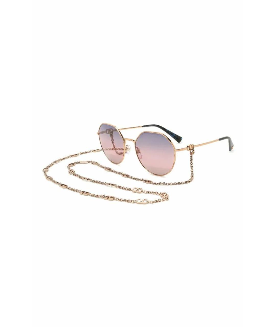 VALENTINO Коричневые металлические солнцезащитные очки, фото 1