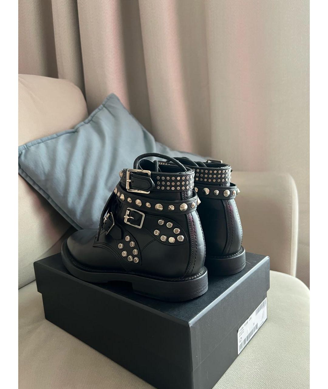 SAINT LAURENT Черные кожаные ботинки, фото 3