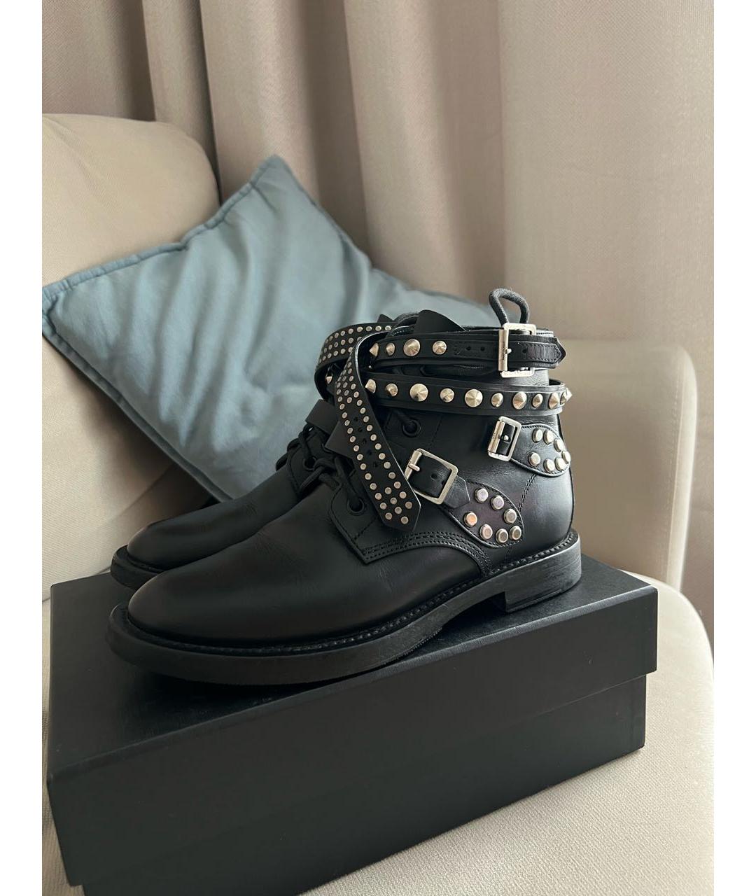 SAINT LAURENT Черные кожаные ботинки, фото 4