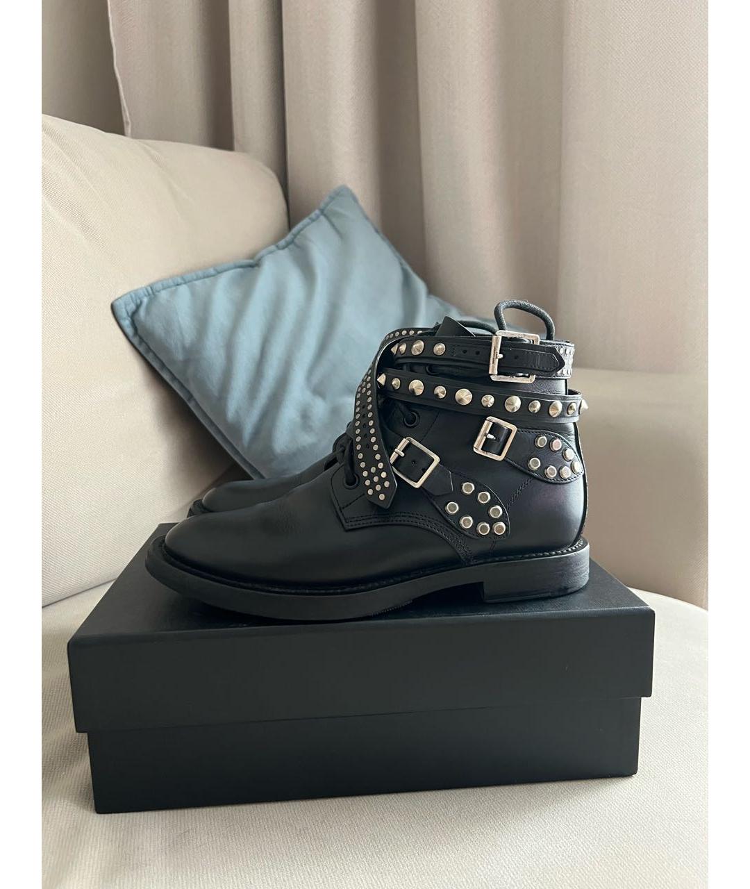 SAINT LAURENT Черные кожаные ботинки, фото 5