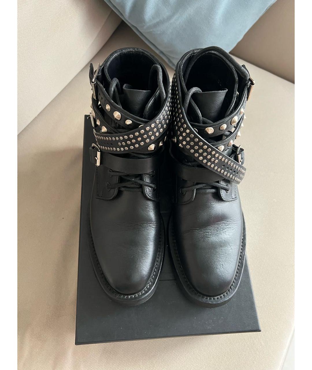SAINT LAURENT Черные кожаные ботинки, фото 2