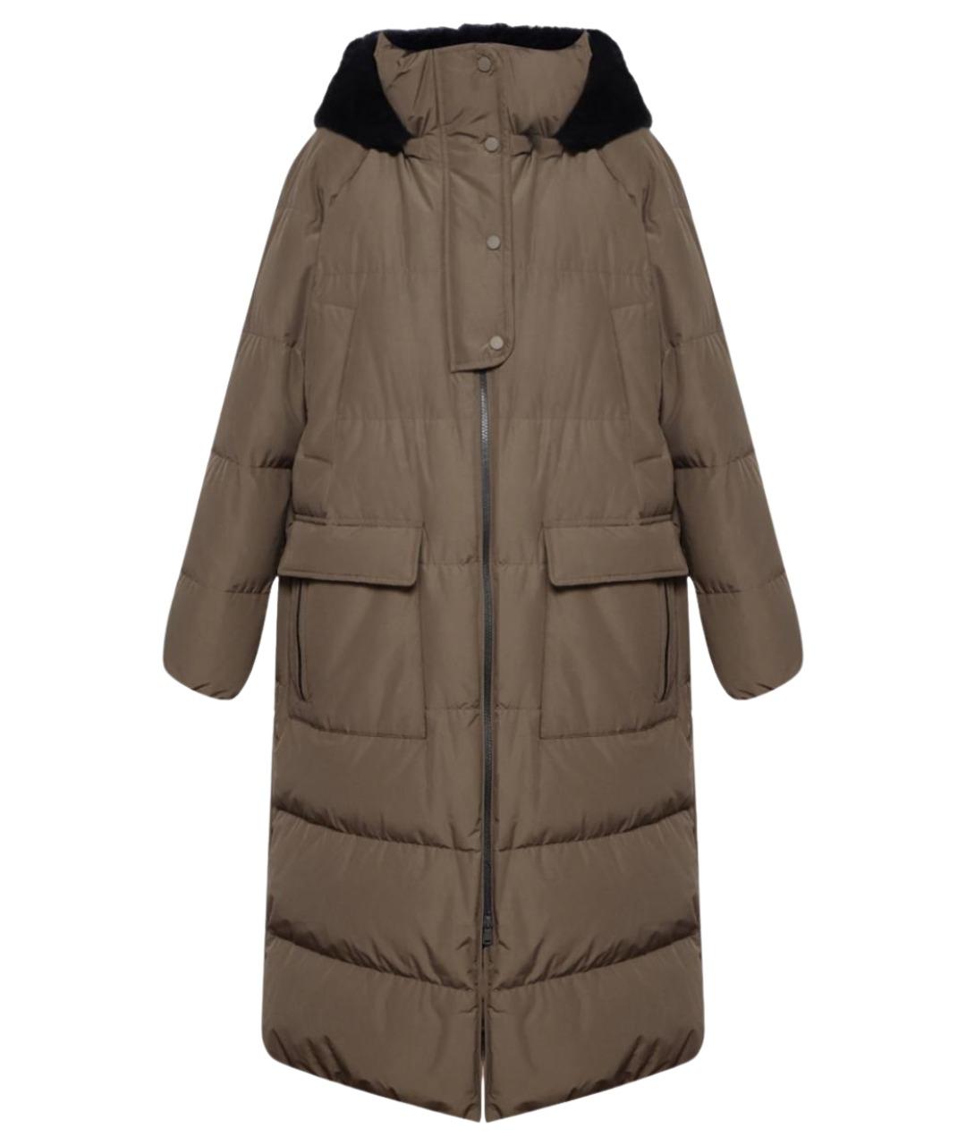 BRUNELLO CUCINELLI Коричневый полиэстеровый пуховик, фото 1