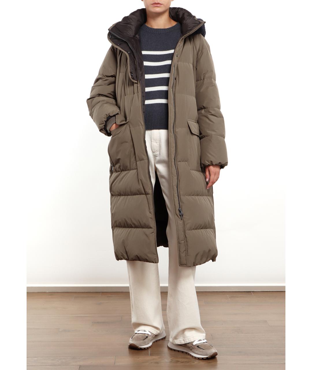 BRUNELLO CUCINELLI Коричневый полиэстеровый пуховик, фото 2