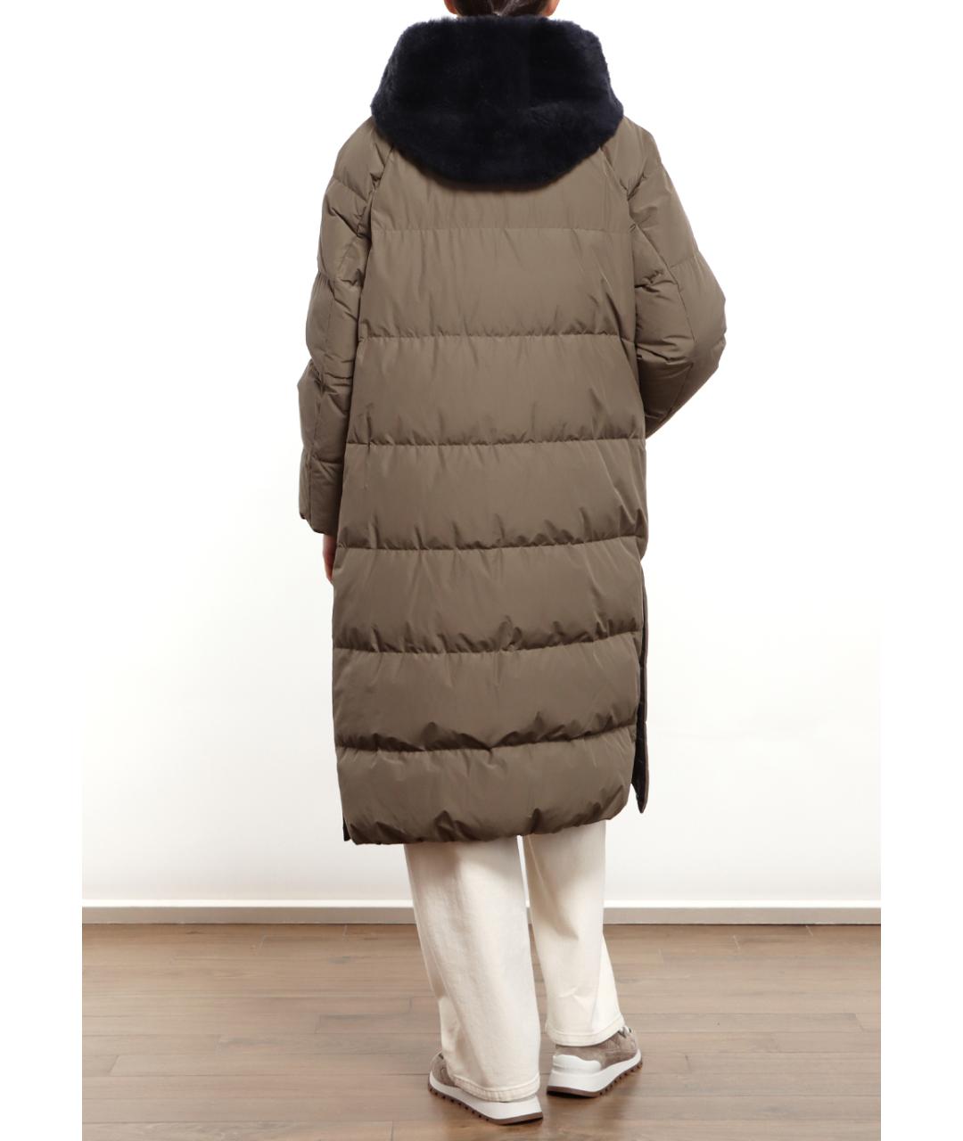 BRUNELLO CUCINELLI Коричневый полиэстеровый пуховик, фото 4