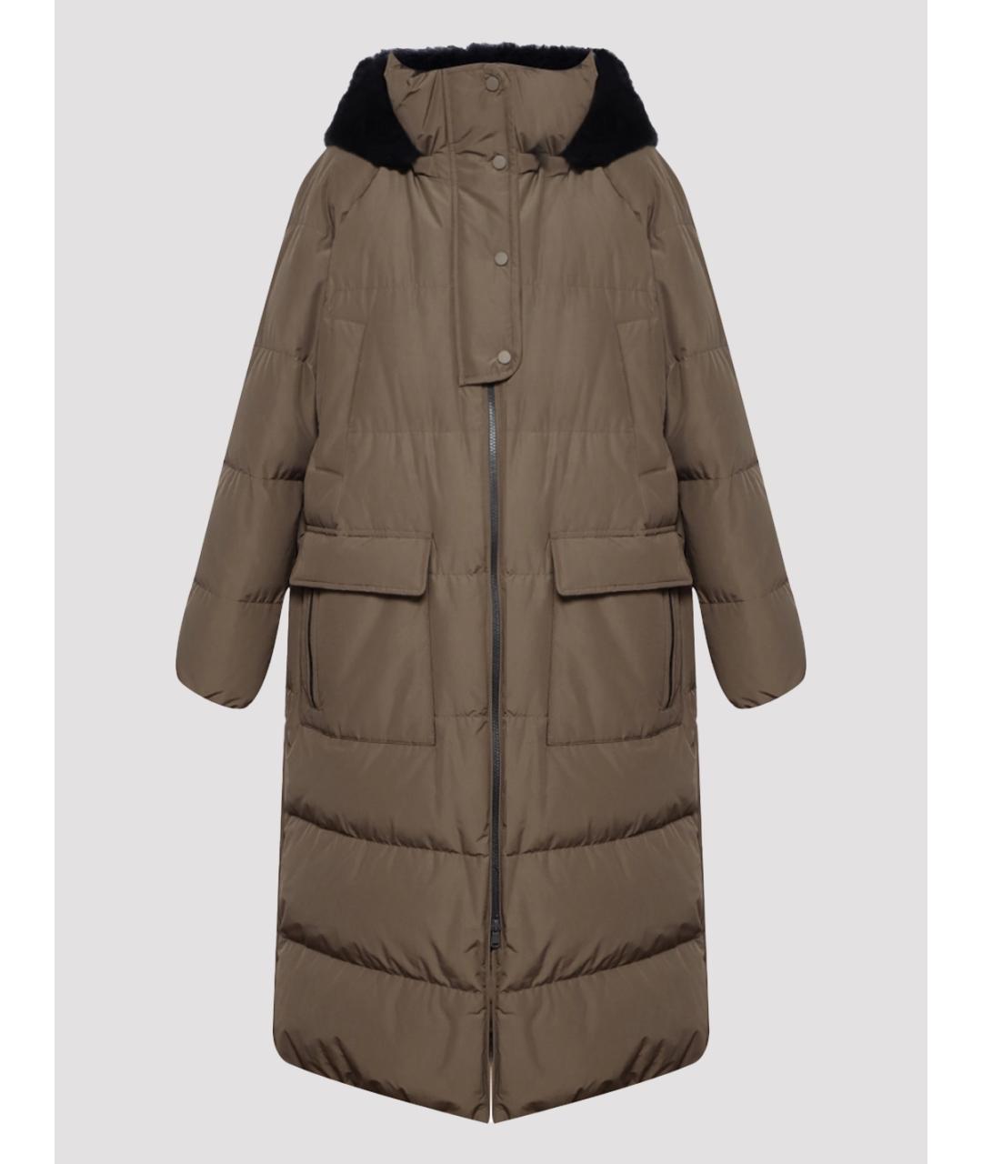 BRUNELLO CUCINELLI Коричневый полиэстеровый пуховик, фото 6