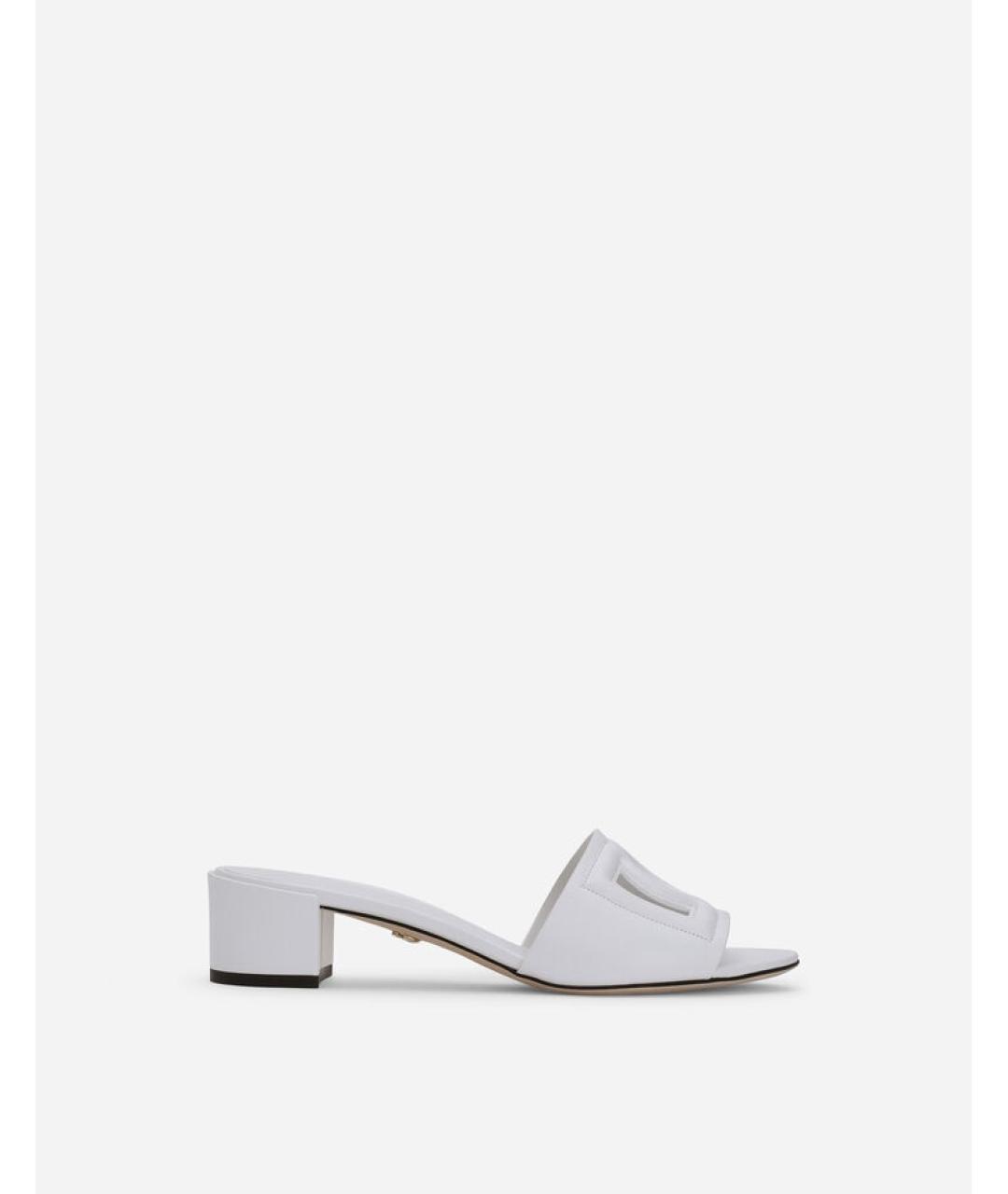 DOLCE&GABBANA Белые кожаные мюли, фото 5