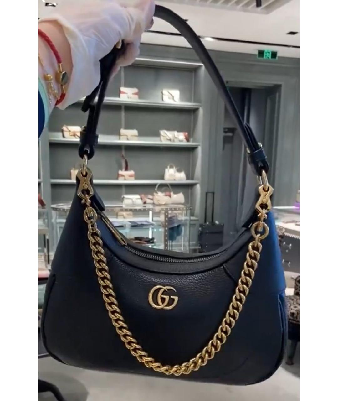 GUCCI Черная кожаная сумка через плечо, фото 5