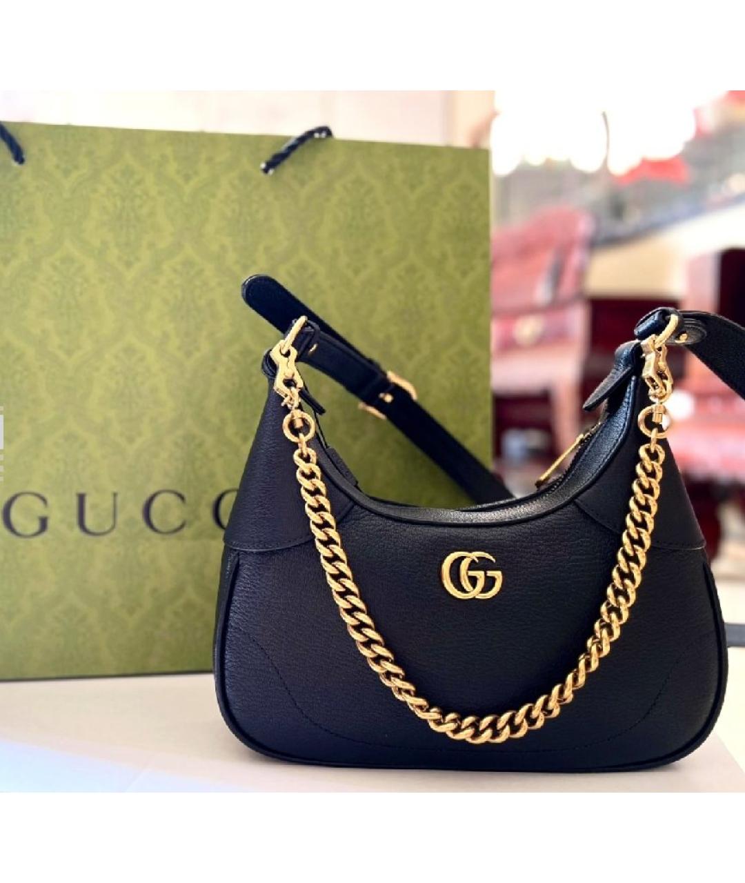 GUCCI Черная кожаная сумка через плечо, фото 6