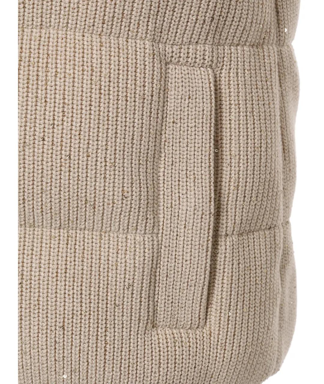 BRUNELLO CUCINELLI Бежевый хлопко-эластановый жилет, фото 3