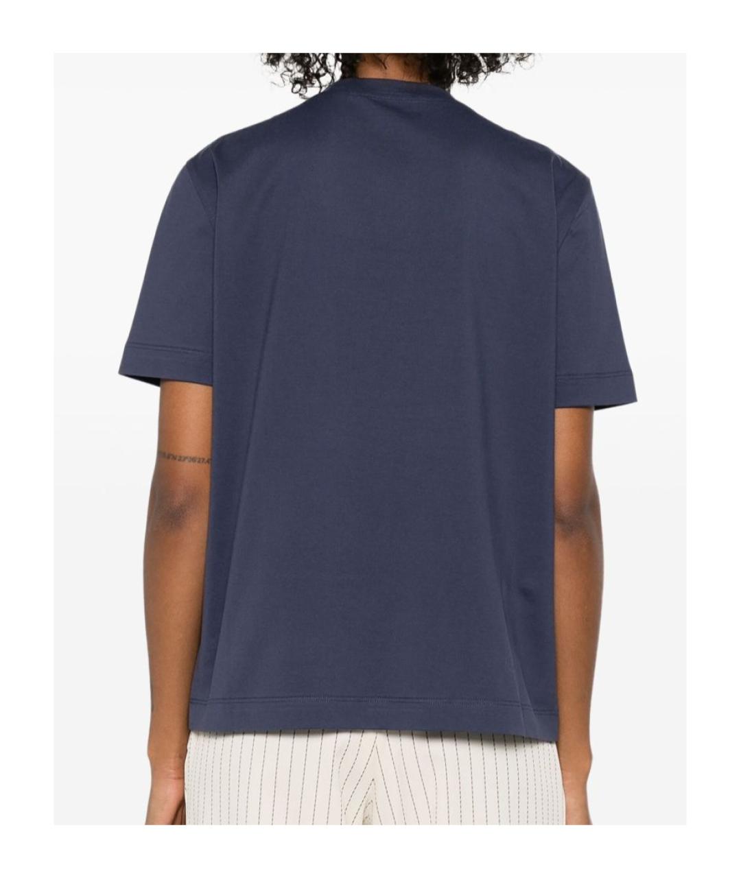 BRUNELLO CUCINELLI Синяя хлопковая футболка, фото 3
