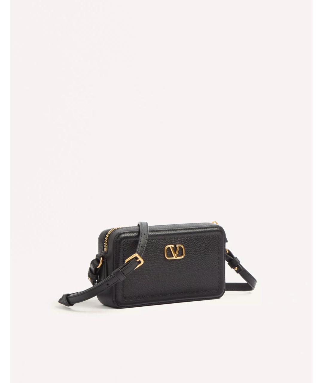 VALENTINO Черная кожаная сумка через плечо, фото 2