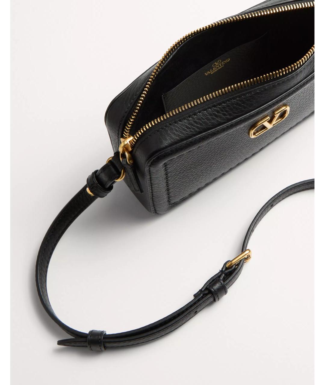 VALENTINO Черная кожаная сумка через плечо, фото 5