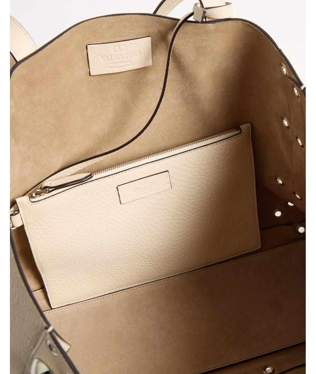 VALENTINO Белая кожаная сумка тоут, фото 6