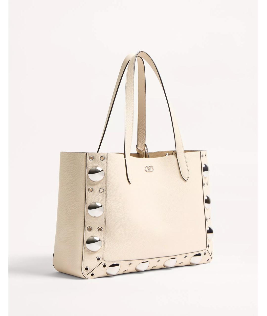 VALENTINO Белая кожаная сумка тоут, фото 3