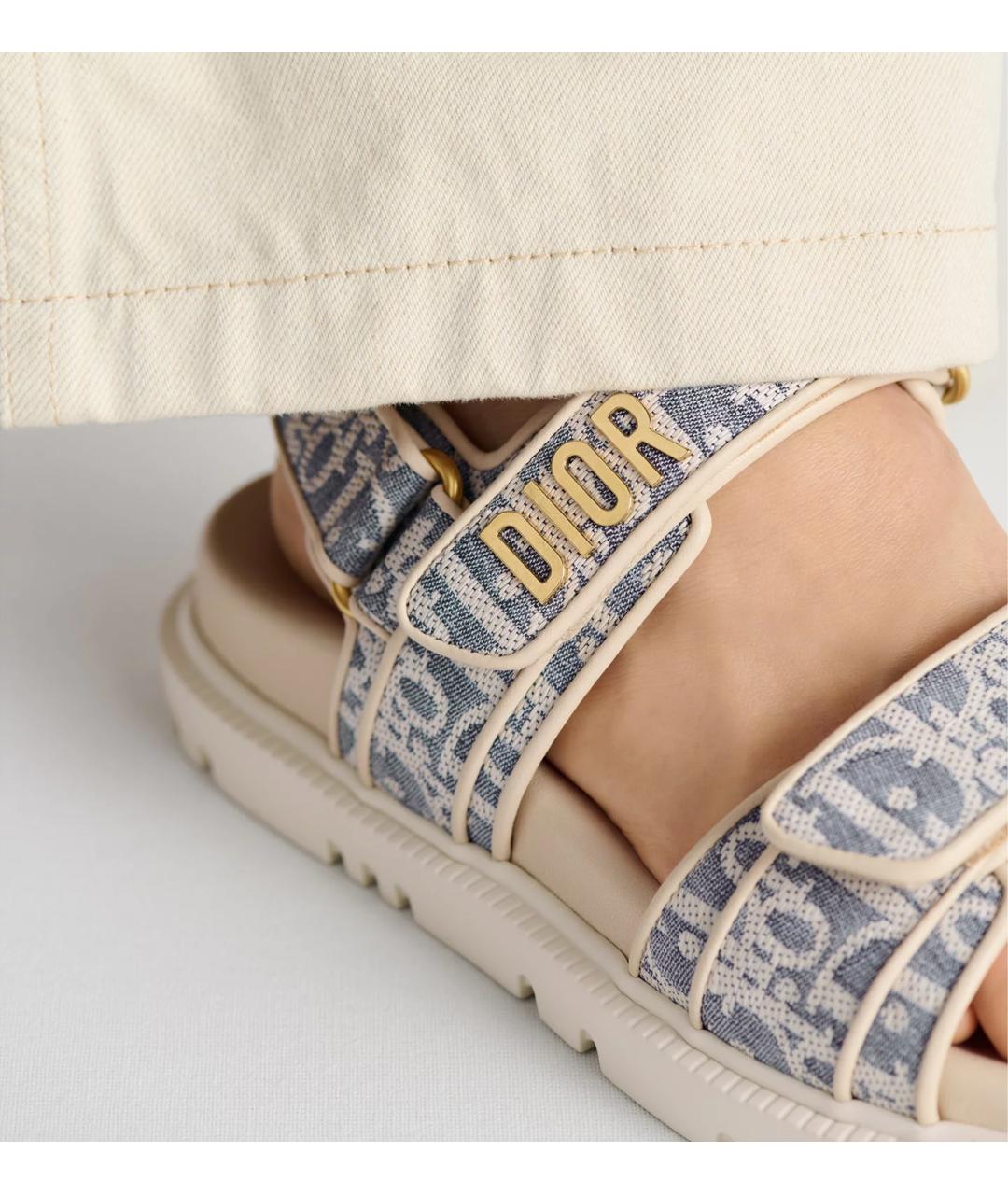 CHRISTIAN DIOR Бежевые текстильные сандалии, фото 4