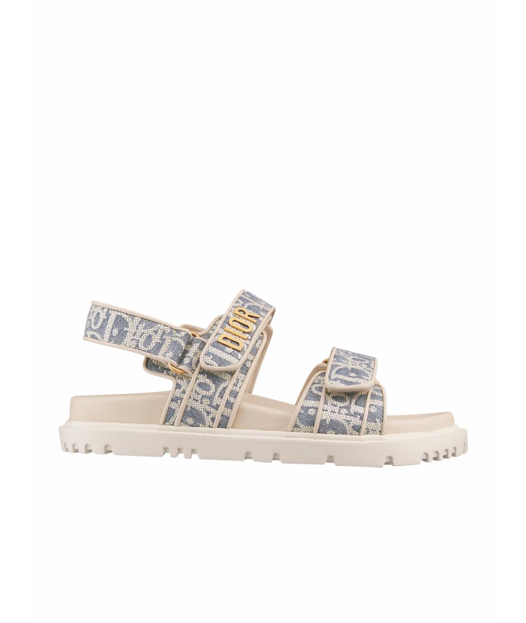CHRISTIAN DIOR Бежевые текстильные сандалии, фото 1
