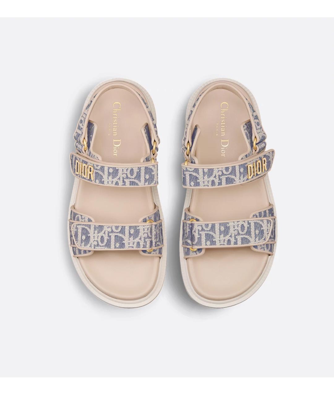 CHRISTIAN DIOR Бежевые текстильные сандалии, фото 5