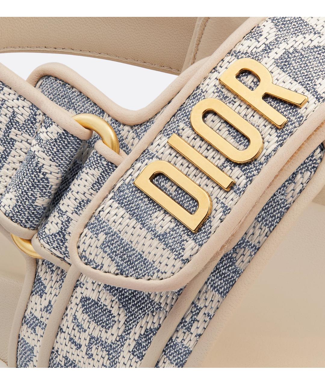 CHRISTIAN DIOR Бежевые текстильные сандалии, фото 6