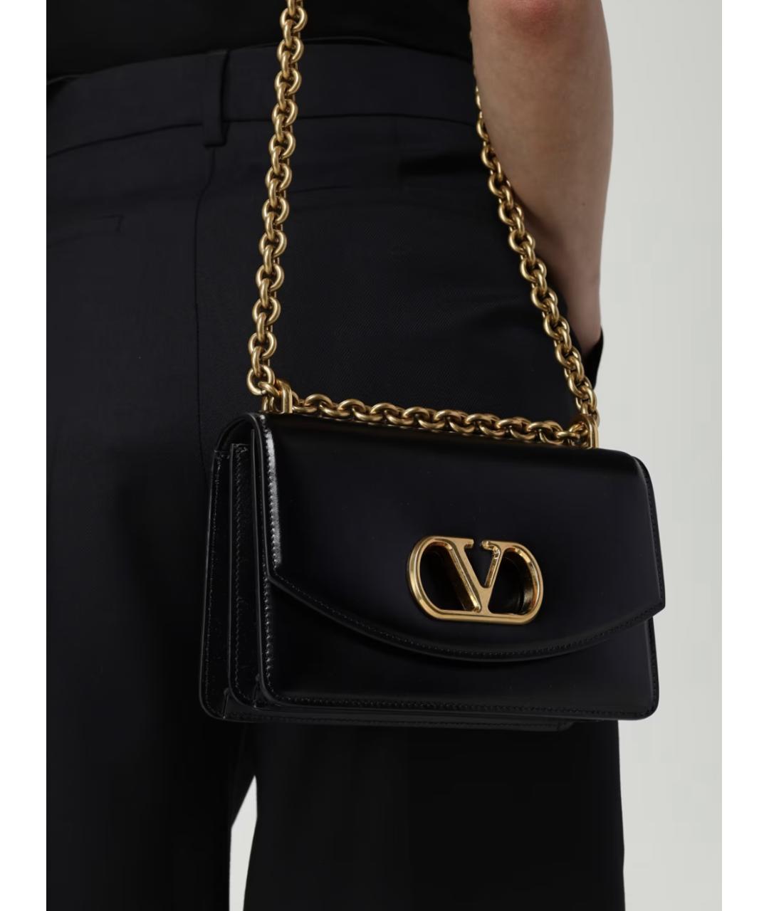 VALENTINO Черная кожаная сумка через плечо, фото 2