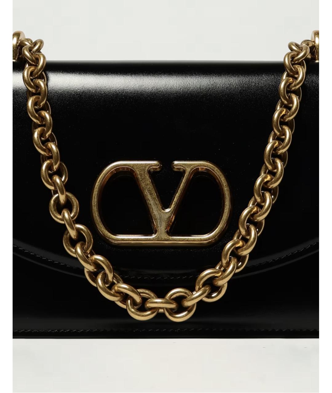 VALENTINO Черная кожаная сумка через плечо, фото 4