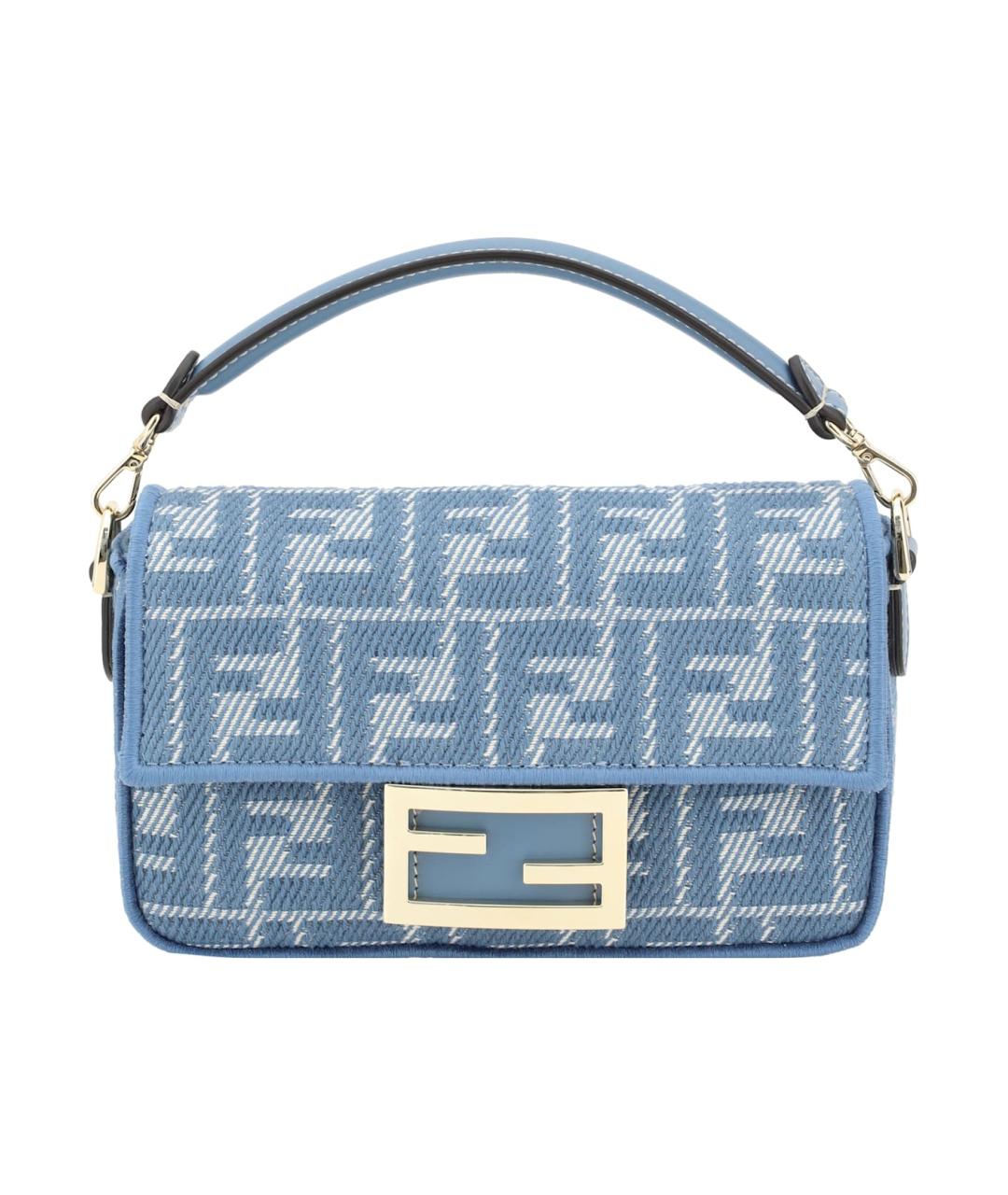 FENDI Голубая тканевая сумка с короткими ручками, фото 1