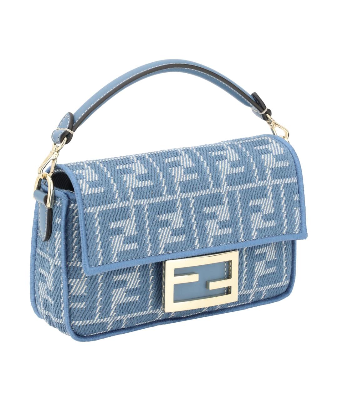 FENDI Голубая тканевая сумка с короткими ручками, фото 2