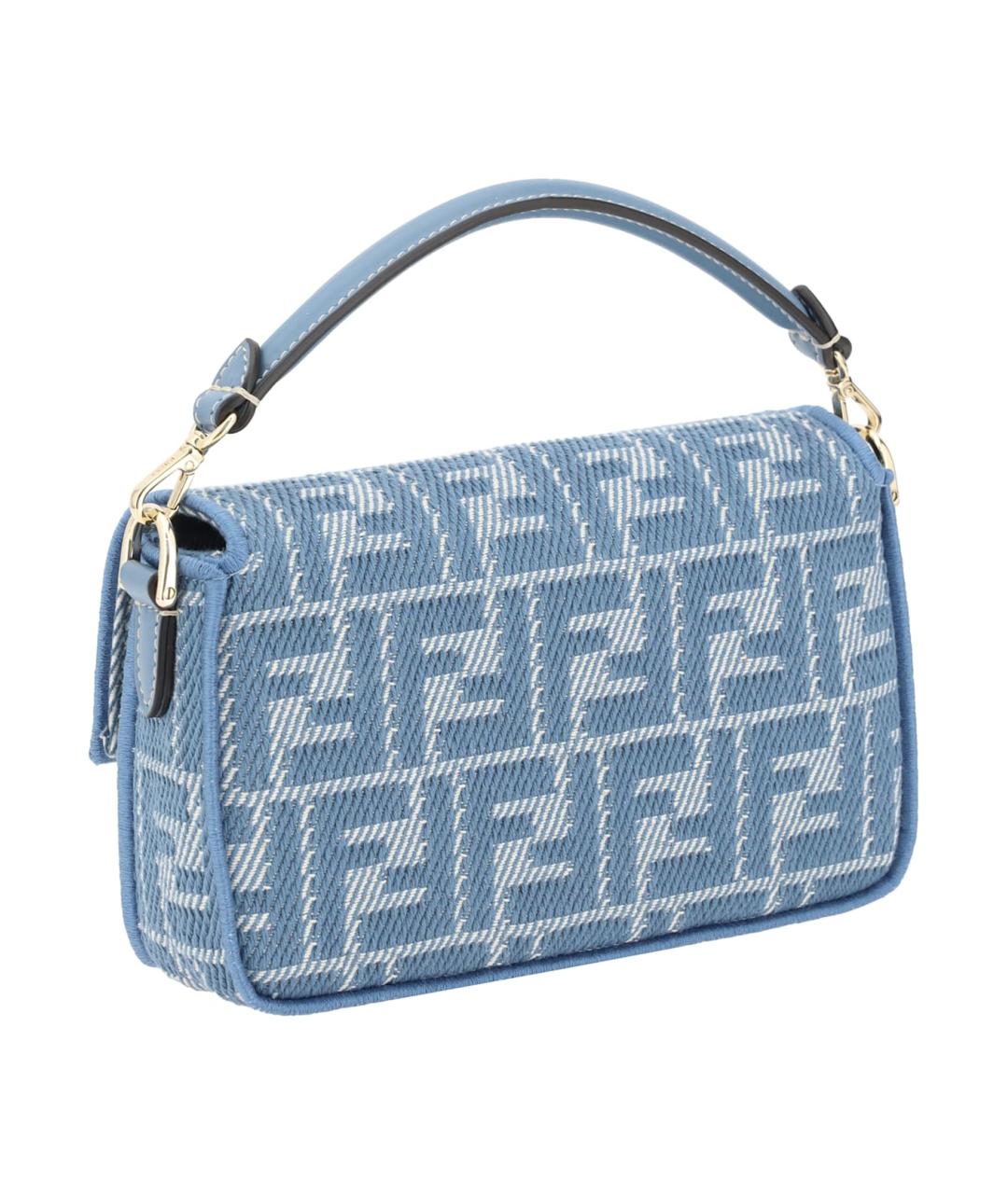 FENDI Голубая тканевая сумка с короткими ручками, фото 3