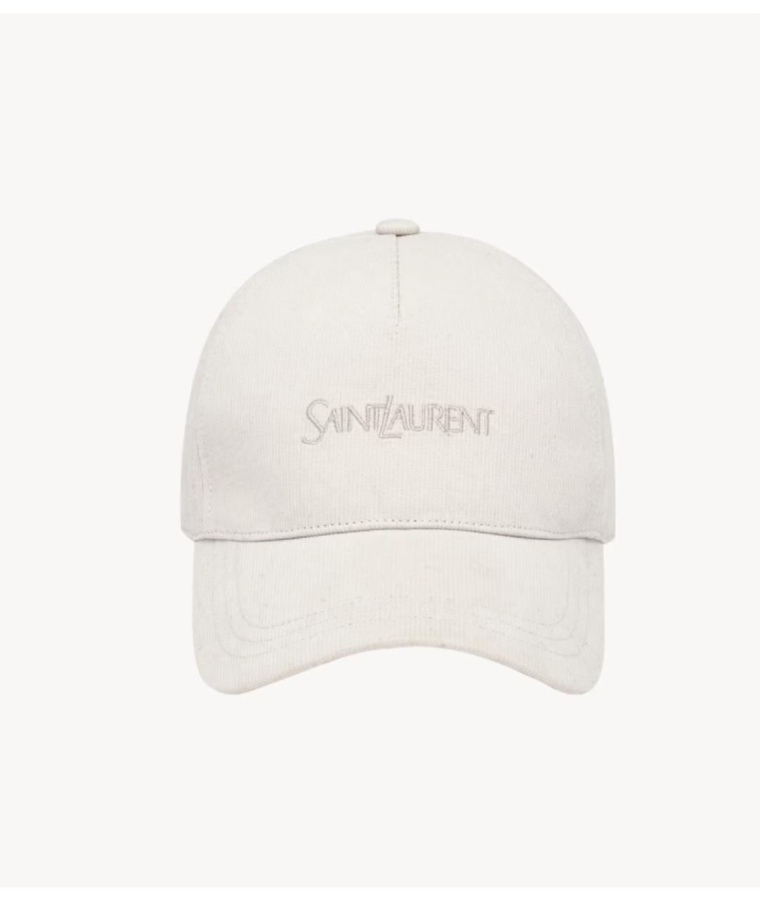 SAINT LAURENT Белая хлопковая кепка, фото 2