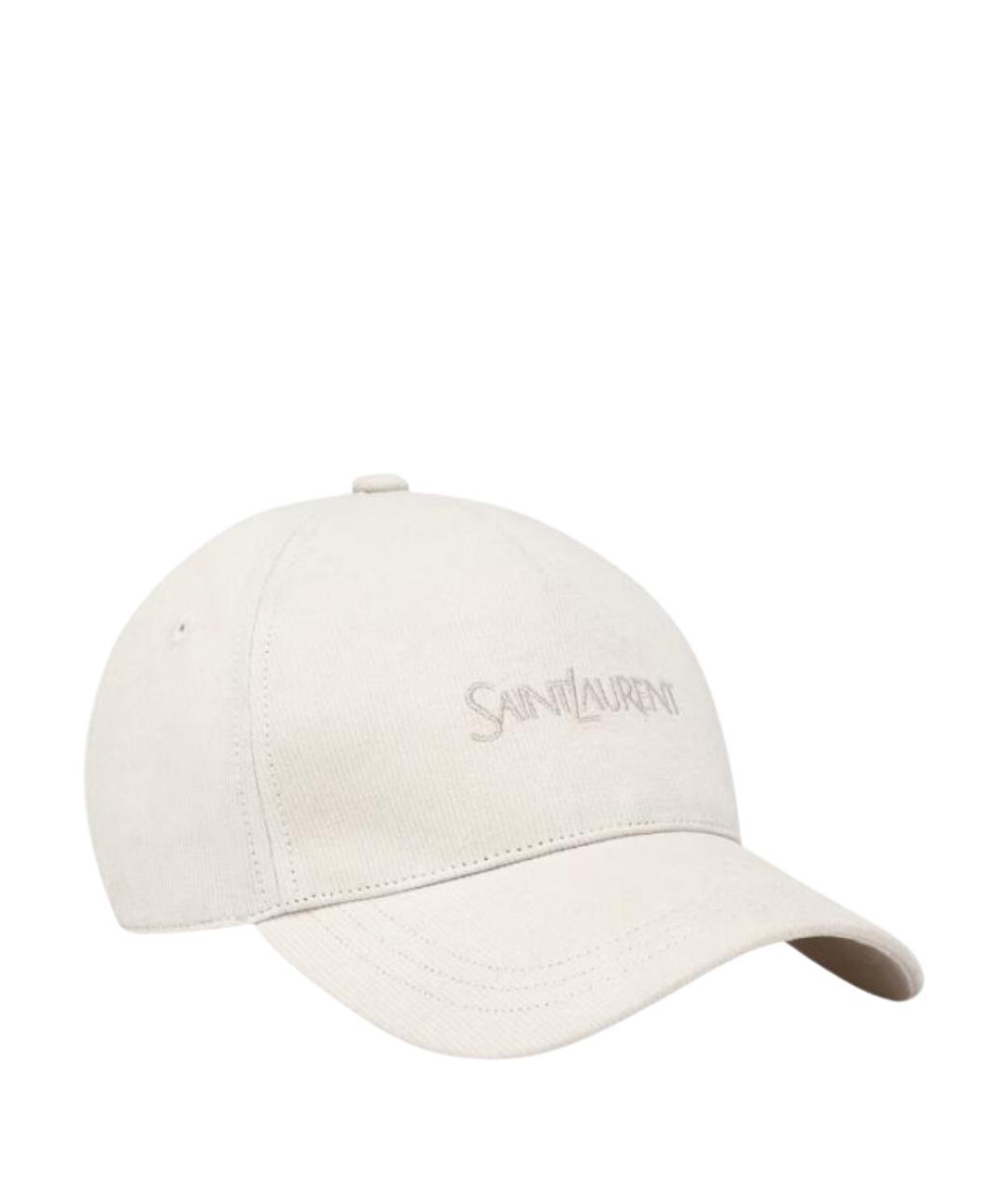 SAINT LAURENT Белая хлопковая кепка, фото 1