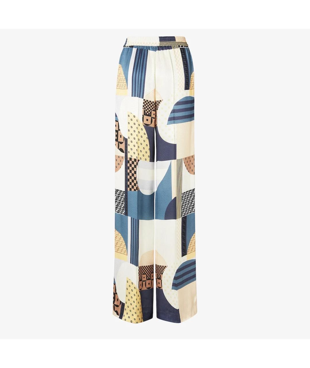 FENDI Мульти шелковые прямые брюки, фото 2