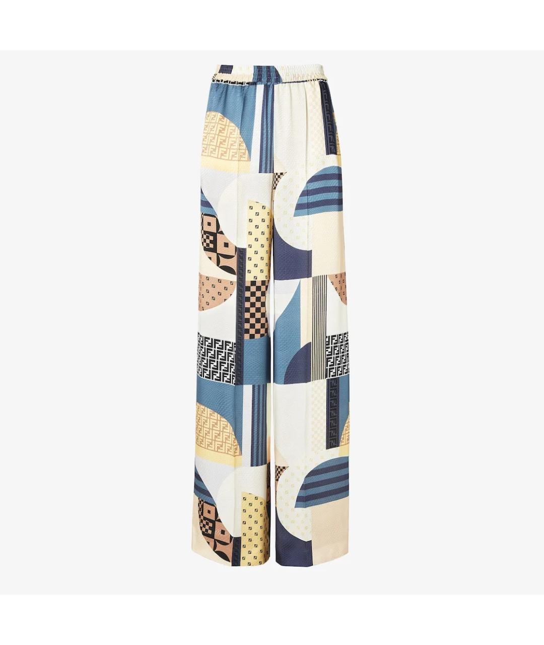 FENDI Мульти шелковые прямые брюки, фото 5