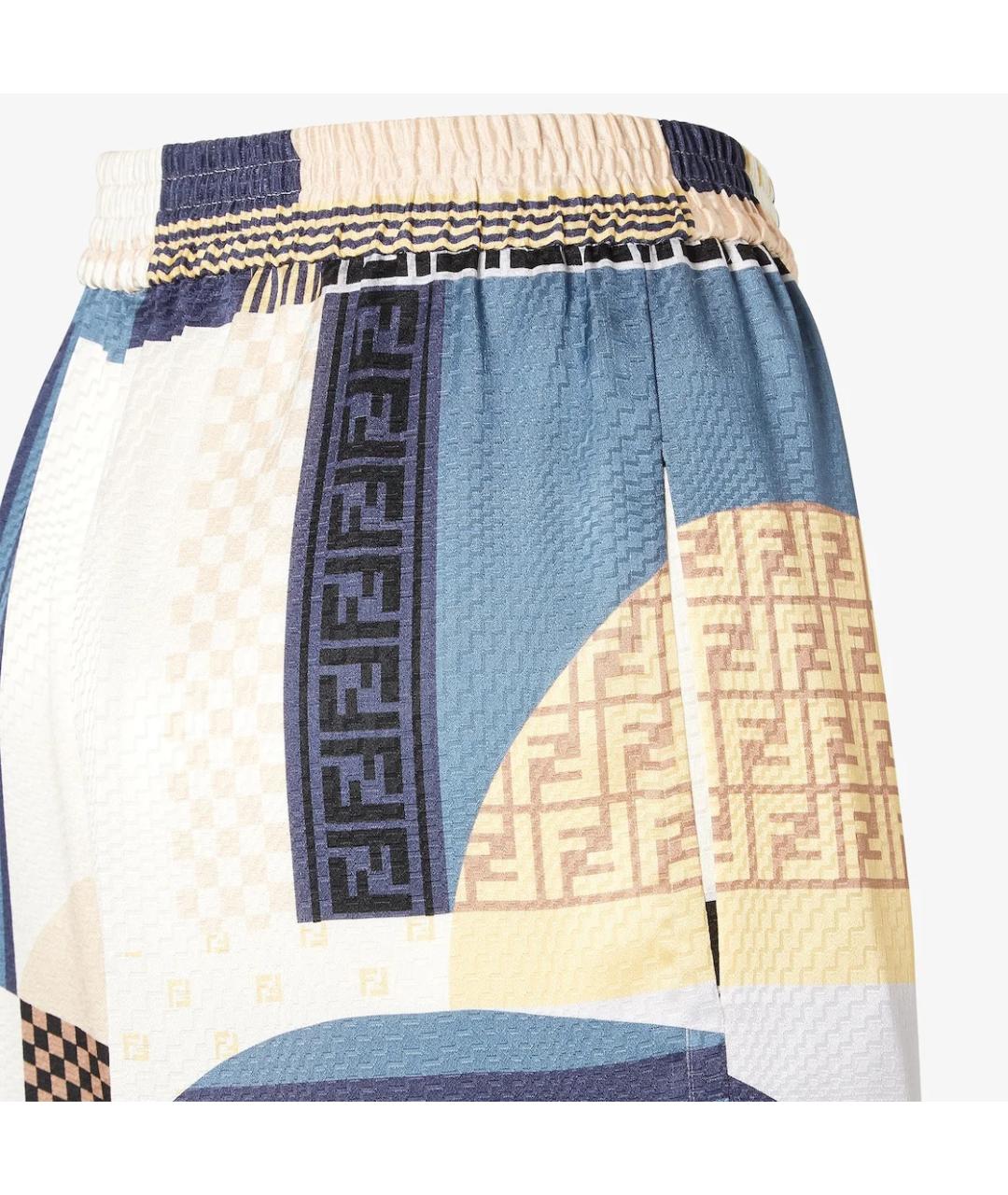 FENDI Мульти шелковые прямые брюки, фото 3