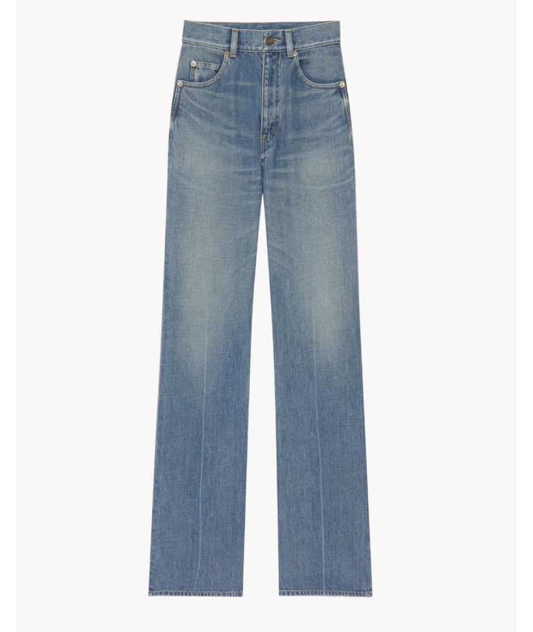 SAINT LAURENT Синие хлопковые прямые джинсы, фото 3