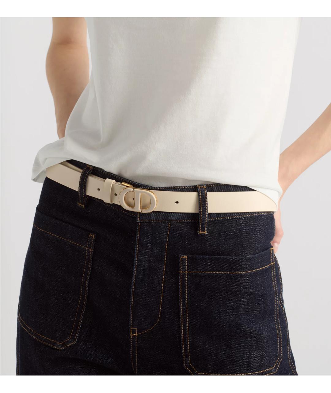 CHRISTIAN DIOR Белый кожаный ремень, фото 2