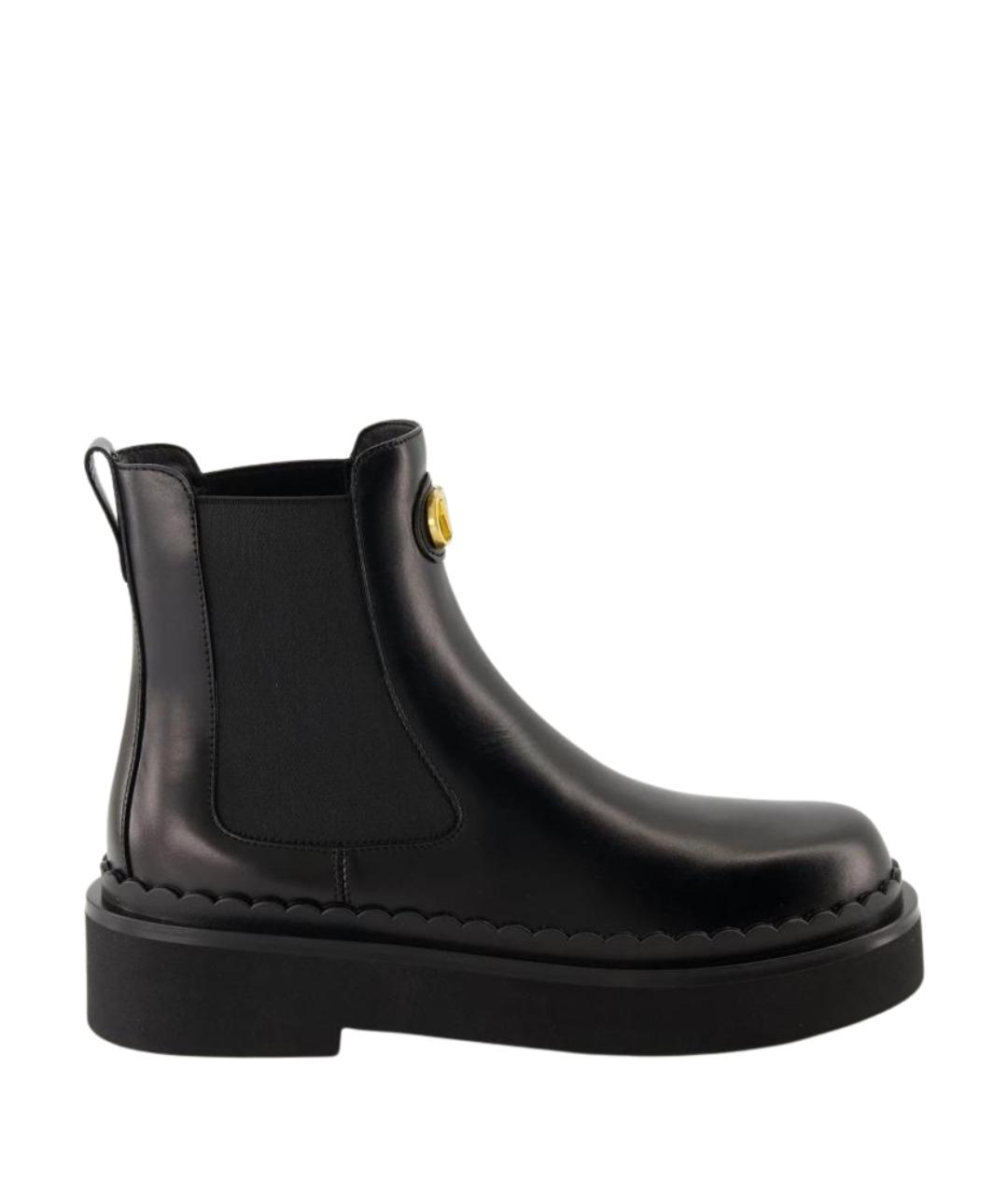 VALENTINO Черные кожаные ботинки, фото 1