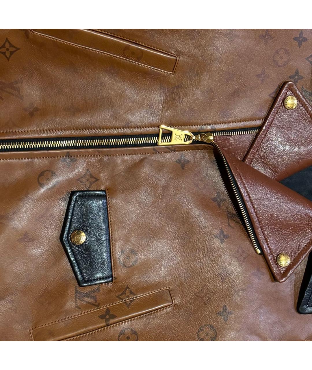 LOUIS VUITTON Коричневая кожаная куртка, фото 4