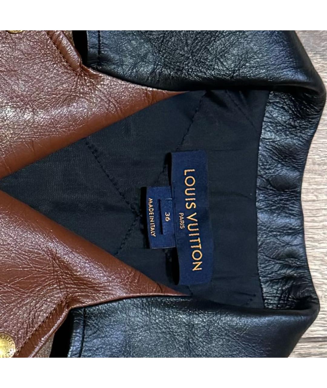 LOUIS VUITTON Коричневая кожаная куртка, фото 3