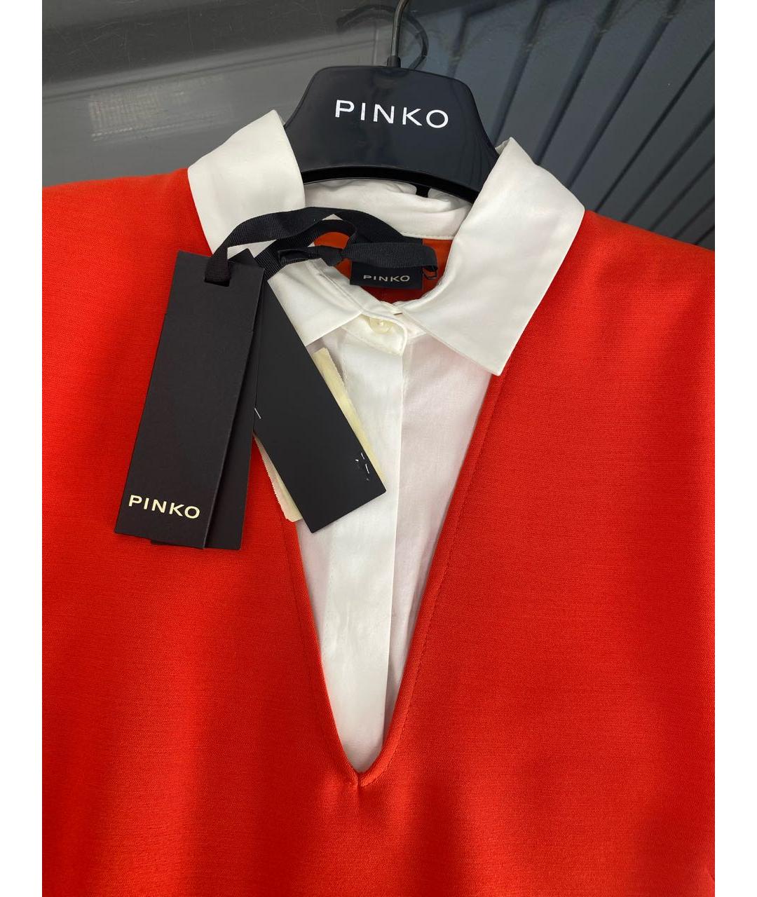 PINKO Оранжевое полиэстеровое повседневное платье, фото 3