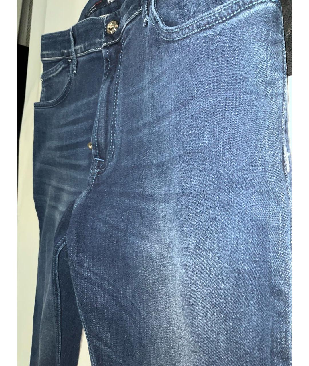 STEFANO RICCI Темно-синие хлопко-эластановые прямые джинсы, фото 2