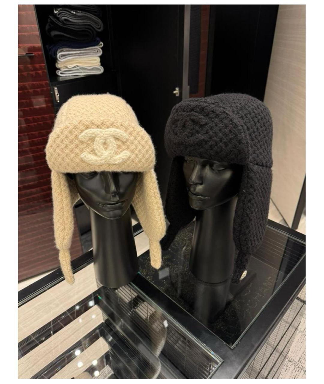 CHANEL Черная шерстяная шапка, фото 2