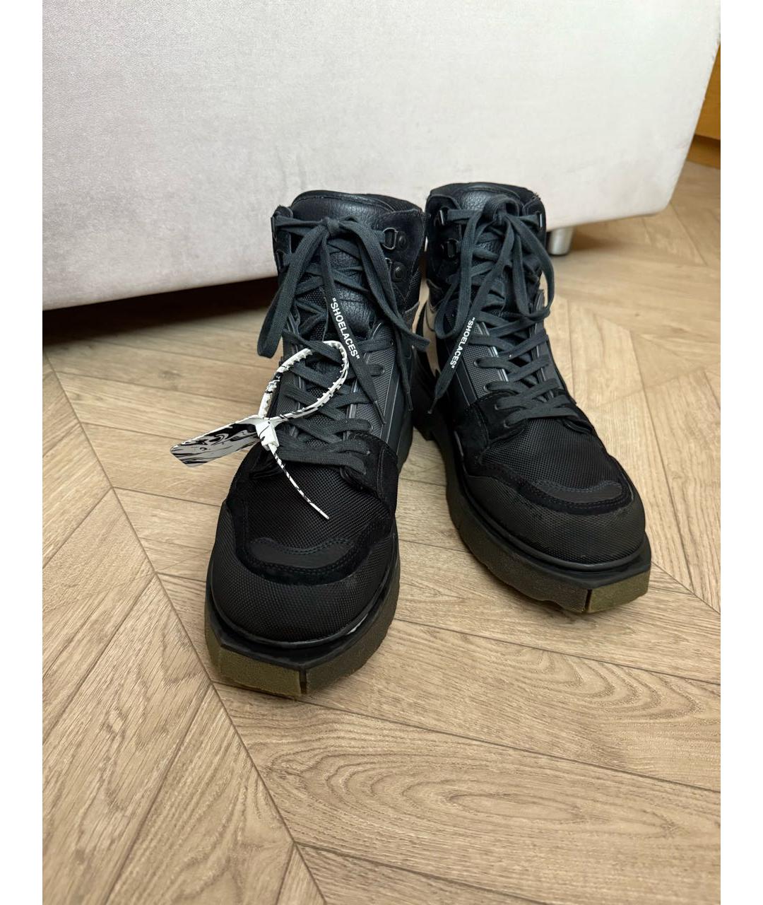 OFF-WHITE Черные замшевые высокие ботинки, фото 2