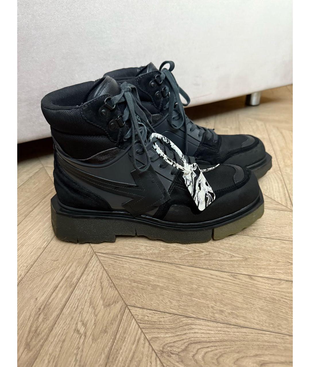 OFF-WHITE Черные замшевые высокие ботинки, фото 4