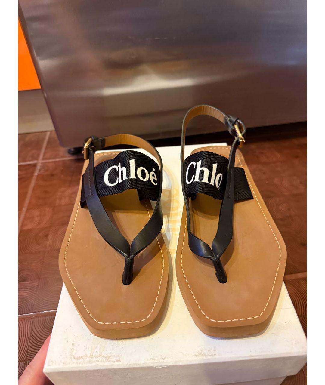 CHLOE Коричневые текстильные сандалии, фото 3